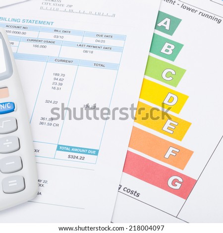 Calculator with utility bill and energy rating chart - 1 to 1 ratio