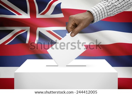 Voting concept - Ballot box with US state flag on background - Hawaii
