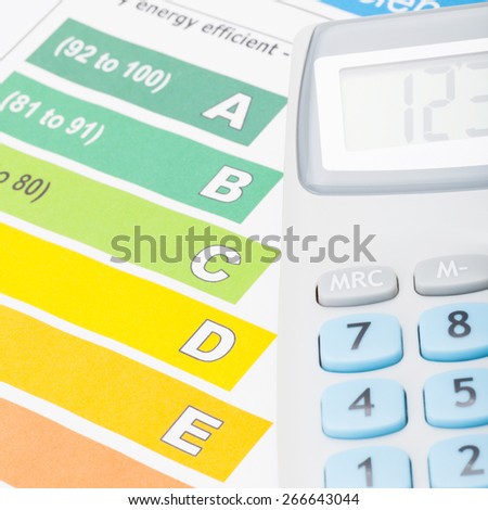Energy efficiency chart and calculator - close up shot