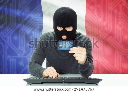 Cybercrime concept with flag on background - France