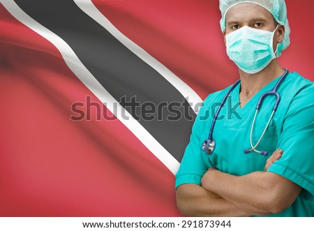 Surgeon with flag on background - Trinidad and Tobago