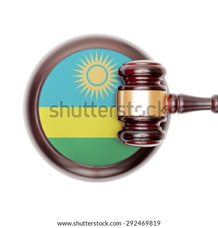 National legal system concept with flag on sound block  - Rwanda