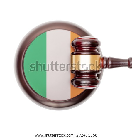 National legal system concept with flag on sound block  - Ireland