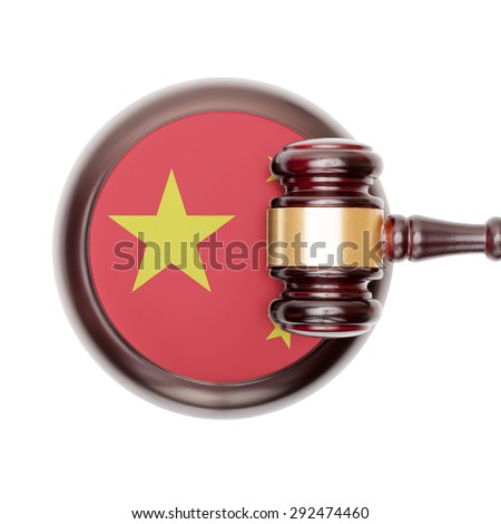 National legal system concept with flag on sound block  - China