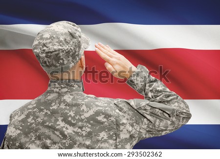 National military forces with flag on background conceptual series - Costa Rica