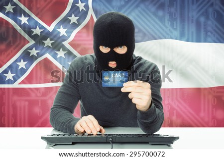 Hacker with US state flag on background - Mississippi