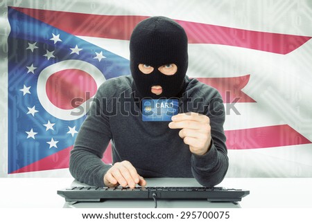 Hacker with US state flag on background - Ohio