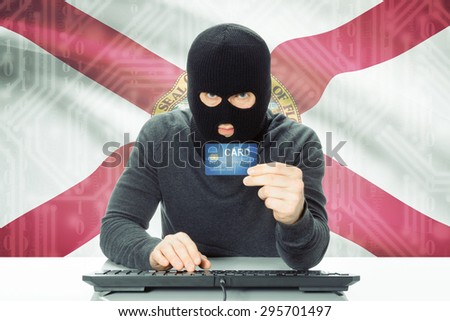 Hacker with US state flag on background - Florida
