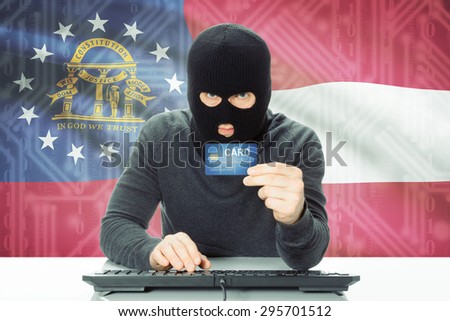 Hacker with US state flag on background - Georgia