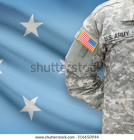 American soldier with flag on background series - Federated States of Micronesia