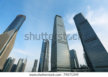 Shanghai, China - MARCH 10: Downtown building near Oriental Pearl Tower on March 10, 2011 in Shanghai, China.