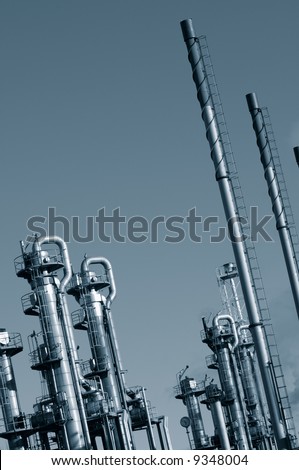 oil and gas installation plant in a blue metal toning idea
