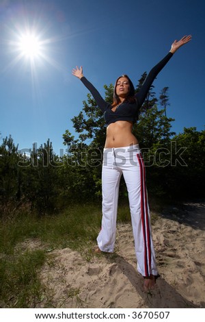 20-25 years old woman during fitness, outdoor