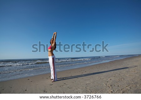 20-25 years old Beautiful Woman on the beach, during jogging