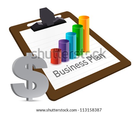 business plan chart and currency illustration design