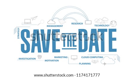 Save the date diagram plan concept isolated over a white background