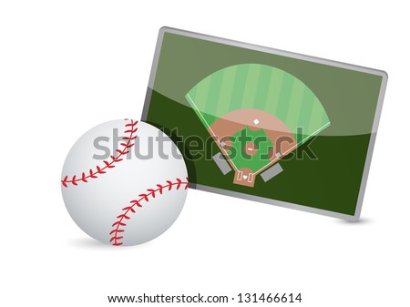 Baseball field tactic table, Baseball balls illustration design over white