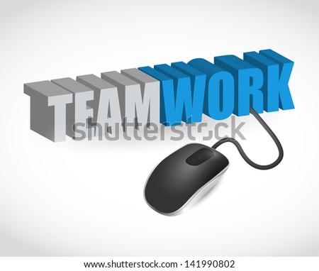 teamwork sign and mouse illustration design over white