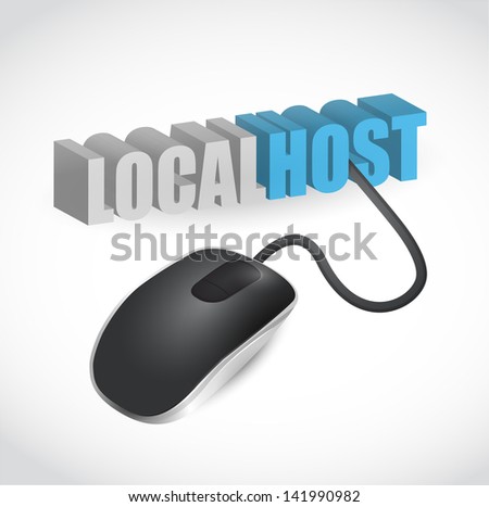 localhost sign connected to mouse illustration design over white