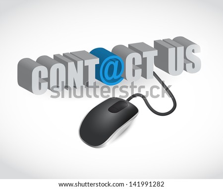 contact us sign and mouse illustration design over white