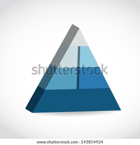 Blue glossy pyramid chart illustration design over white