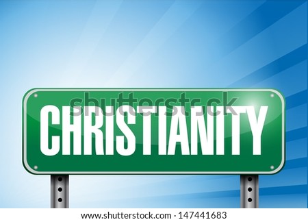 Christianity religious road sign banner illustration design over a peaceful sky