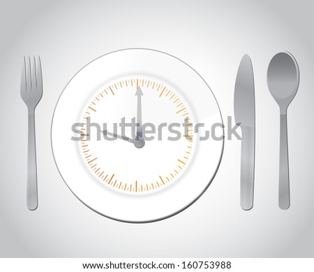 time for food concept illustration over a grey background