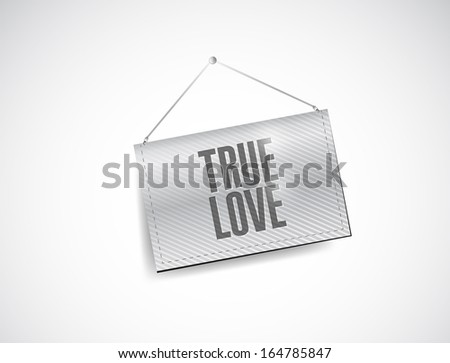 true love hanging banner illustration design over a white background
