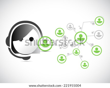 customer support network illustration design over a white background