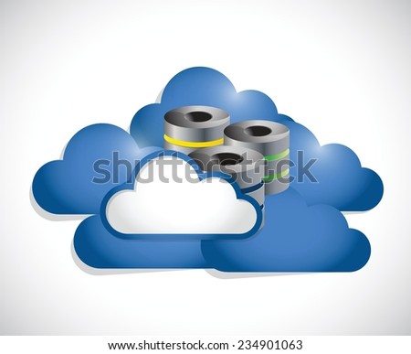 cloud computing and servers illustration design over a white background