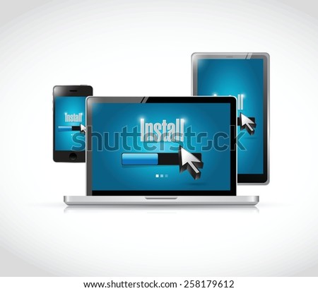 install on computer electronics illustration design over white