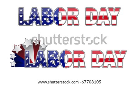 Illustrated lador day us flag text isolated over white. / Labor Day