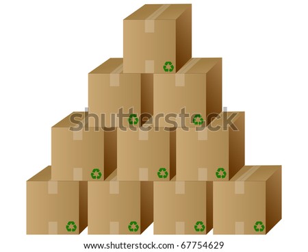 A pile of closed recycled boxes. Vector file also available.