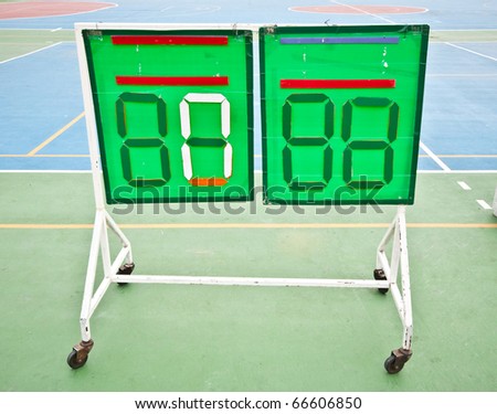 The Scoreboard of soccer on rubber floor background