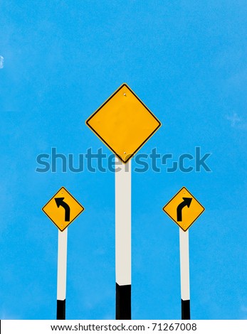 The Direction sign turn left and turn right isolated on blue  background