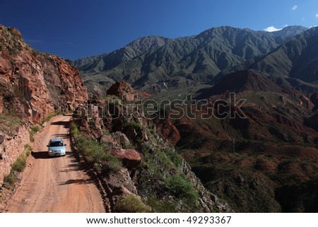 A narrow dirt road in the mountains of northern Argentina.