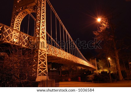Suspension Bridge lit up at night