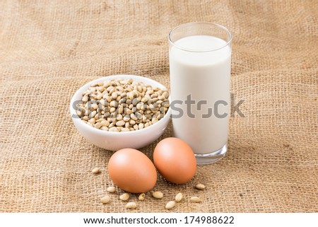 Soybean milk one glass and eggs