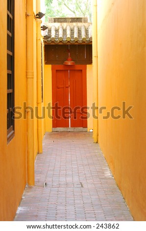 Back alley of an 19th century house of Oriental origin in Clarke Quay, Singapore