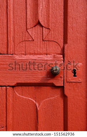 Door lock in old church in Noyers-Sur-Serein in Burgundy