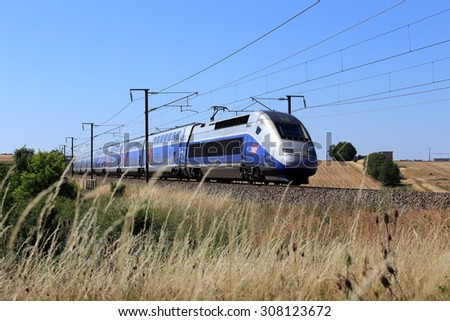 Paris-Lyon, France : High speed train SNCF TGV Euroduplex between Paris ...