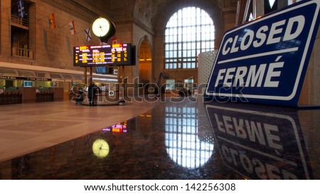 TORONTO, April 14: Union Station, iconic historic building in Beaux-Art style, has been the biggest and busiest railway terminal in Canada since 1920s, taken on April 14, 2013 in Toronto, Canada