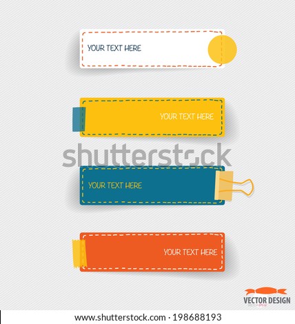 Cute note papers, Business working elements for web design , mobile applications, social networks. Modern Flat design vector illustration concept. 