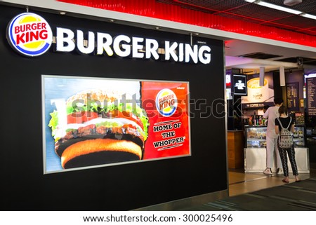 BANGKOK - July 19 2015: Burger King Restaurant in Don Mueang  international airport. It is the second largest fast food hamburger chain in the world.