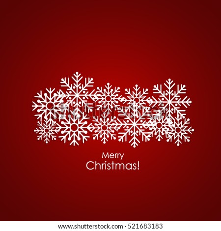 Merry Christmas Greeting Card With Snowflakes, Vector Illustration. - 521683183 : Shutterstock