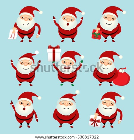 Collection Of Christmas Santa Claus. Vector Illustration - 530817322 ...