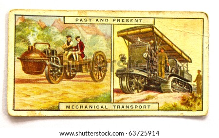 UNITED STATES OF AMERICA - CIRCA 1970: A Postcard printed in the United States shows image of Mechanical transport, series(Past and Present), circa 1970