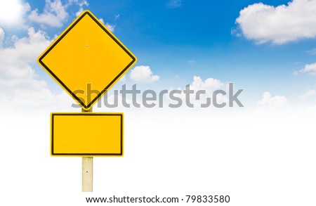 Blank road sign with a blue sky background