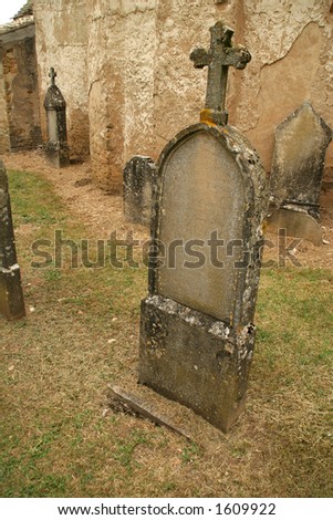 Tombstone in European church yard