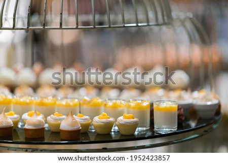 catering food, dessert and sweet, mini canapes, snacks and appetizers, food for the event, sweetmeat Photo stock © 